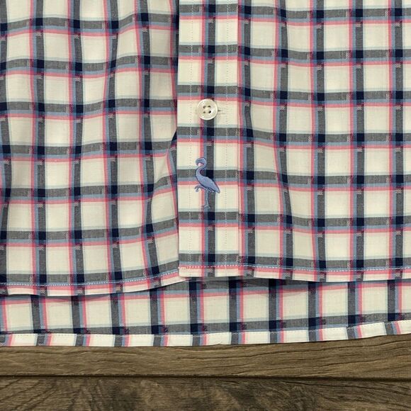 Tailorbyrd Button Down Shirt Men's Size Medium Pink Blue Long Sleeve - Picture 2 of 7
